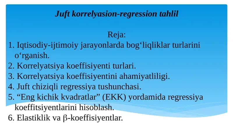 Juftkorrelyasion-regression tahlili