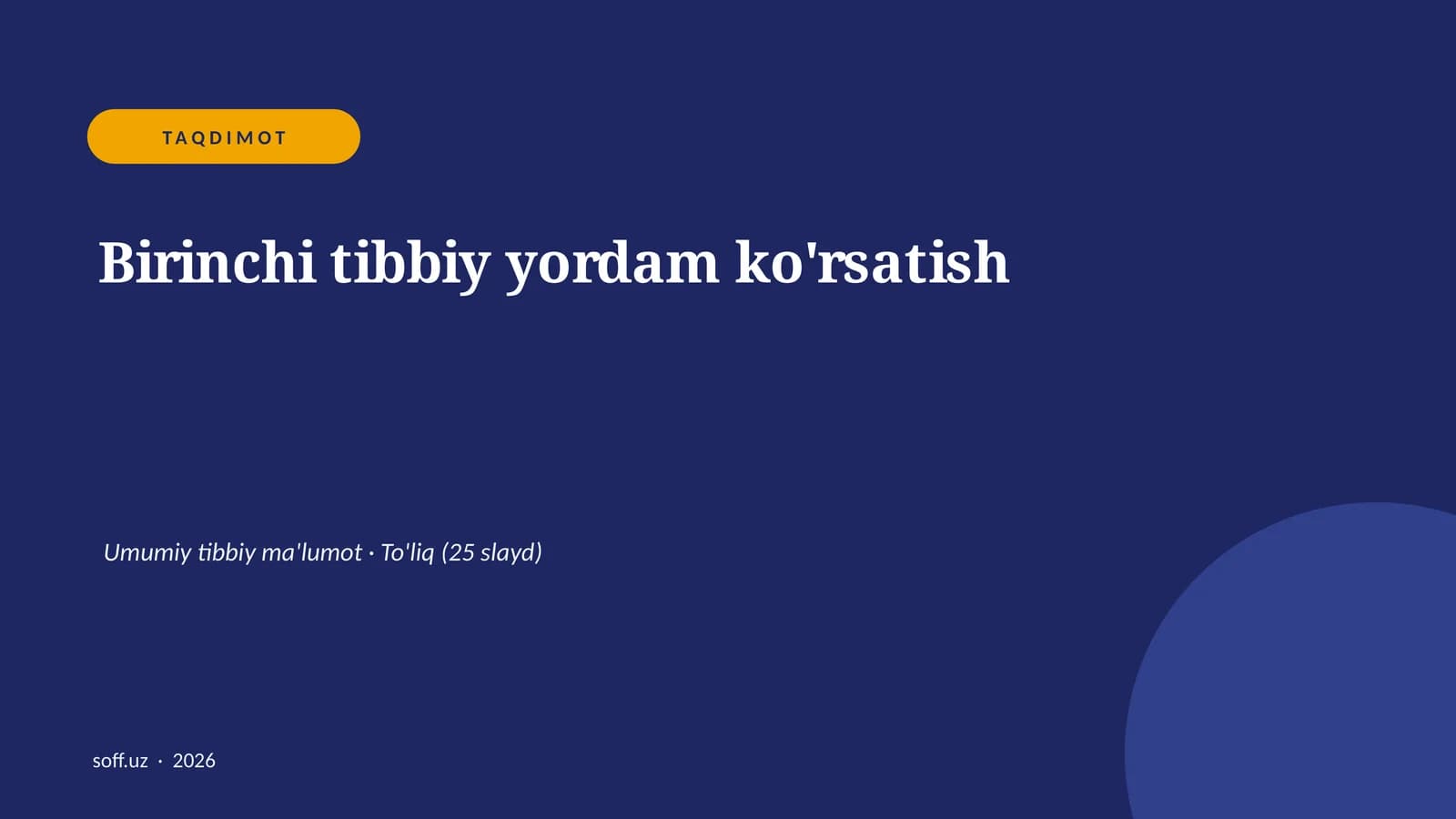 Birinchi tibbiy yordam ko'rsatish