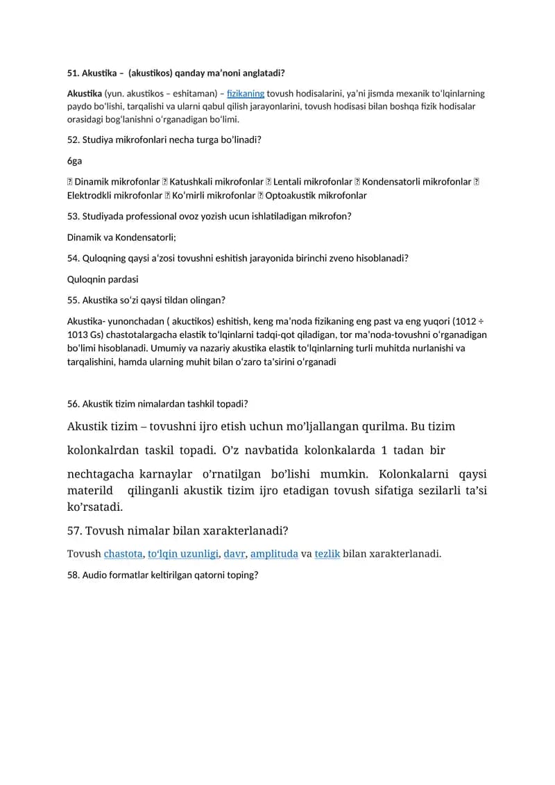 Akustika - (akustikos) qanday ma’noni anglatadi?