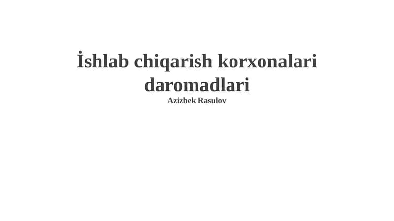Daromadlarni Oshirish Yo'llari