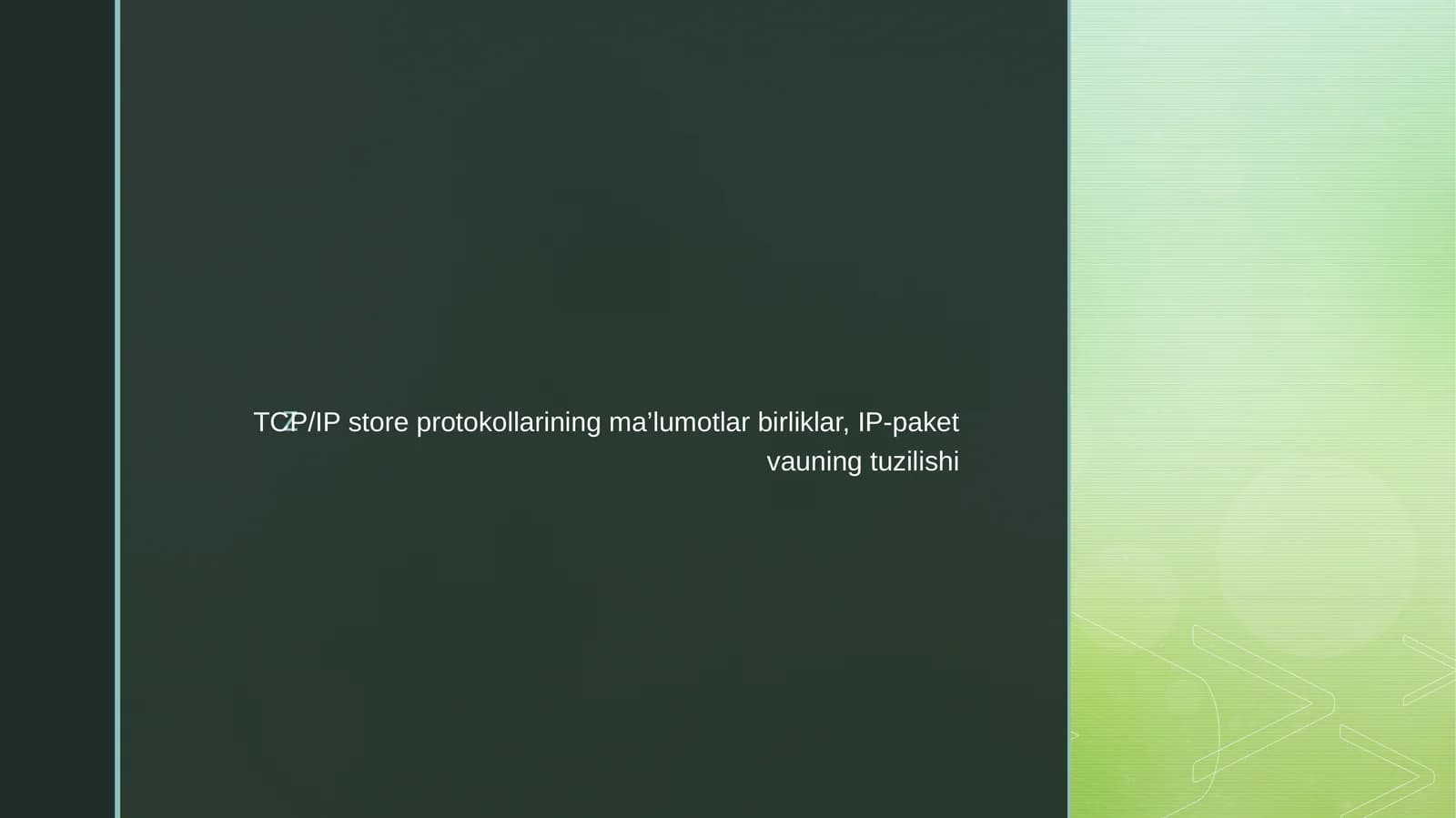 TCP/IP store protokollarining ma’lumotlar birliklar, IP-paket vauning tuzilishi
