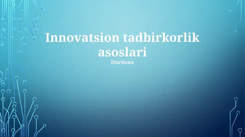 Innovatsion tadbirkorlik asoslari