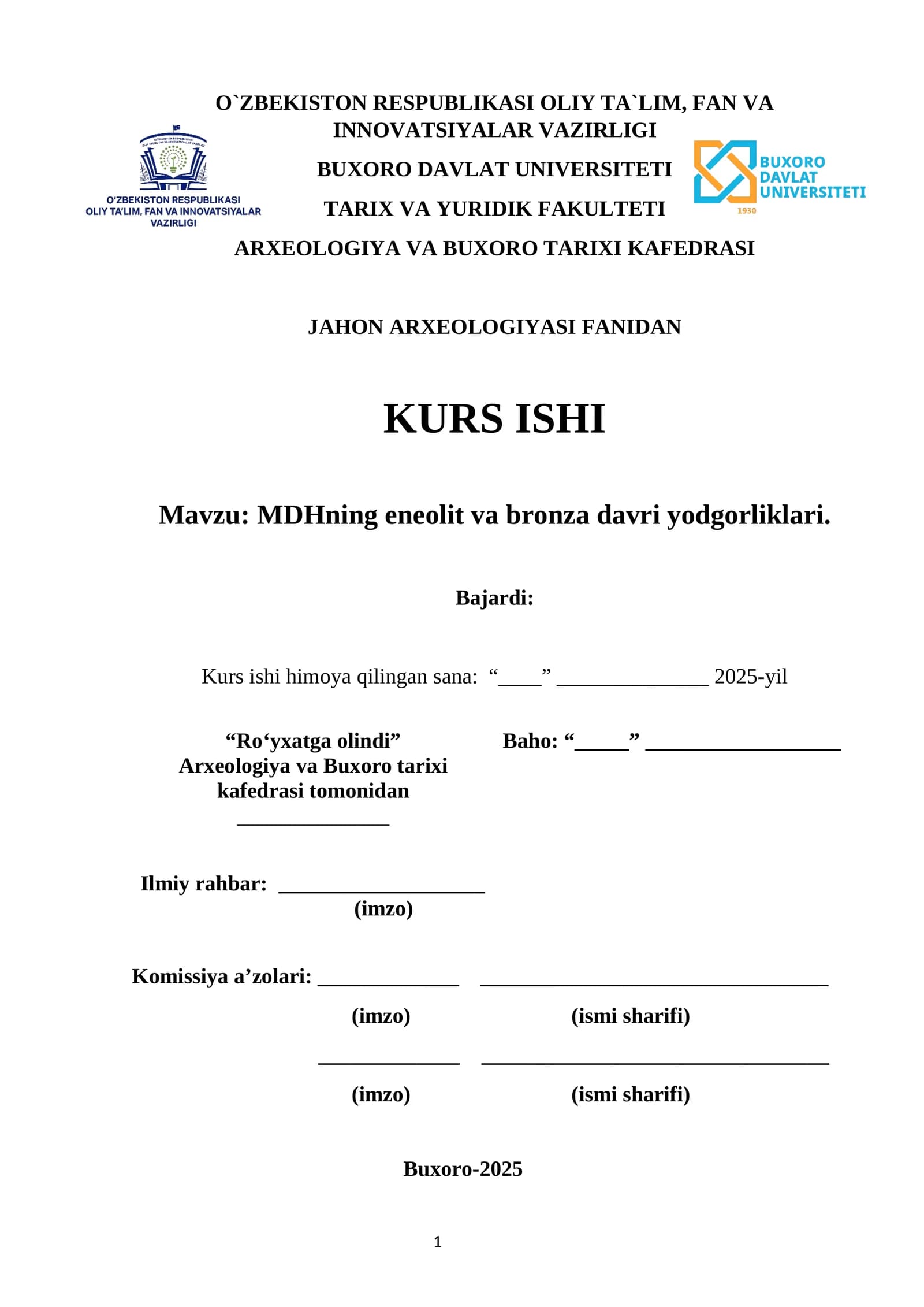 MDHning eneolit va bronza davri yodgorliklari