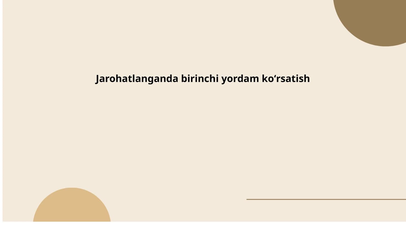 Jarohatlanganda birinchi yordam koʻrsatish