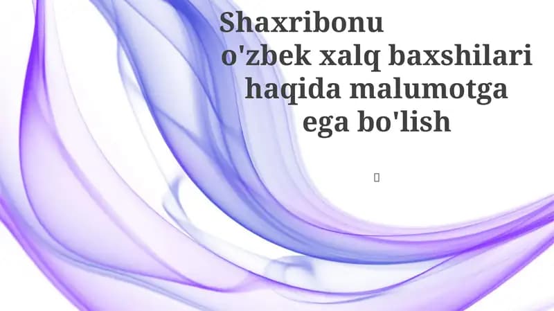 O'zbek baxshilari (bachi)