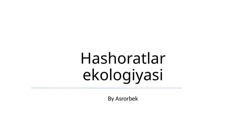 Hashoratlar ekologiyasi