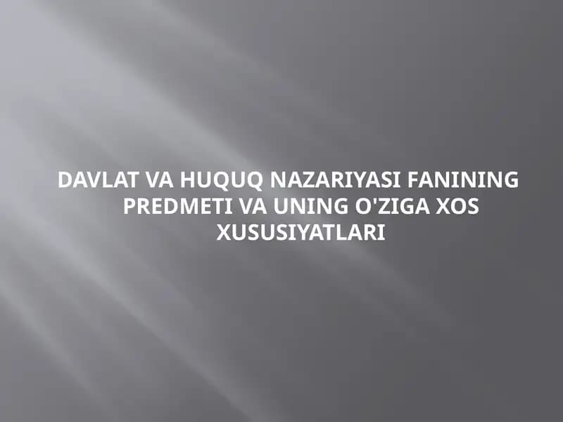 Davlat va Huquq Nazariyasi