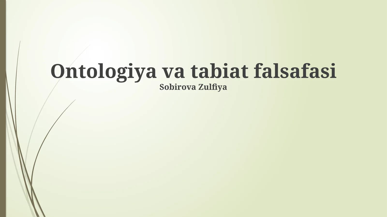 Ontologiya va tabiat falsafasi