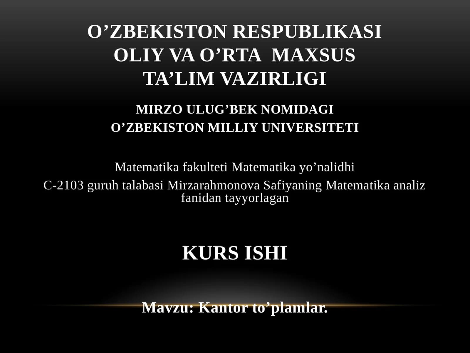 Kantor to’plamlar