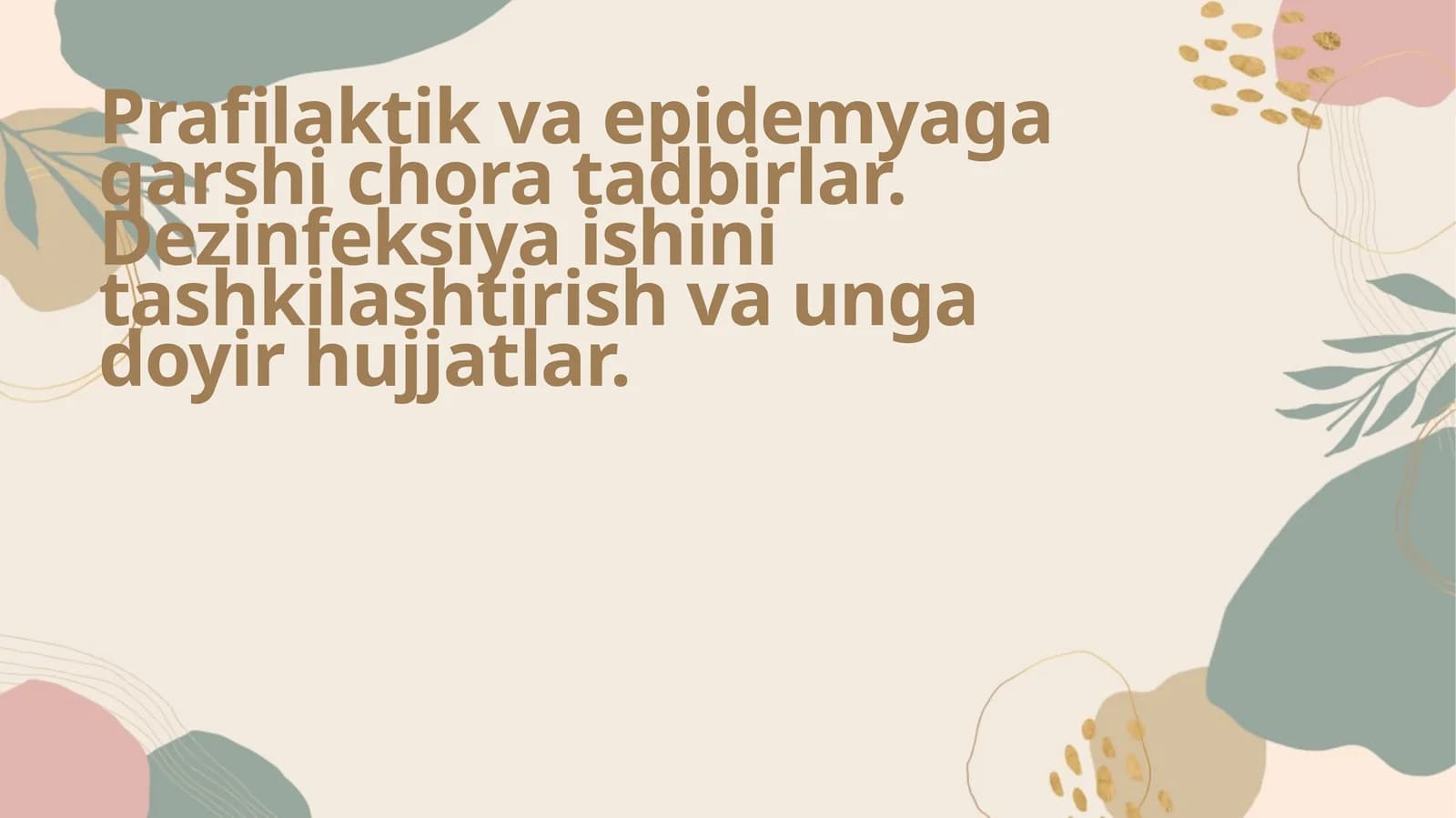 Profilaktika va Epidemiyaga Qarshi Kurash