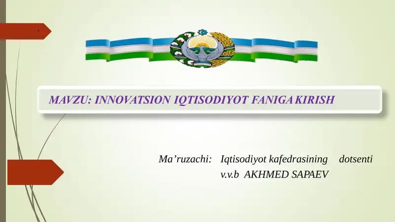 Innovatsiyalar va innovatsion faoliyat
