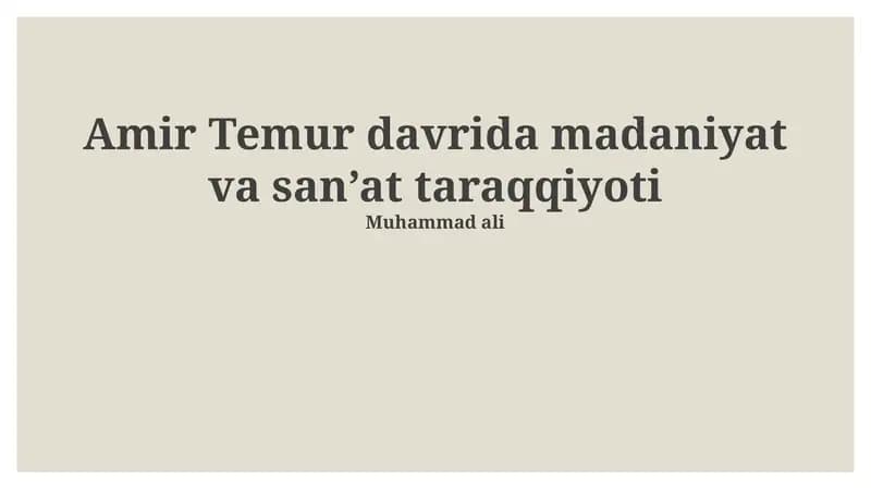 Temuriylar madaniyatining merosi