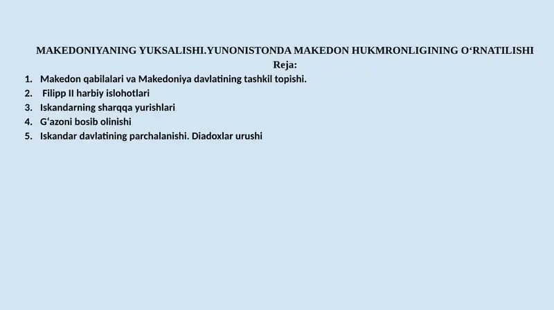 Makedoniyada hukmronlik o‘rnatilishi