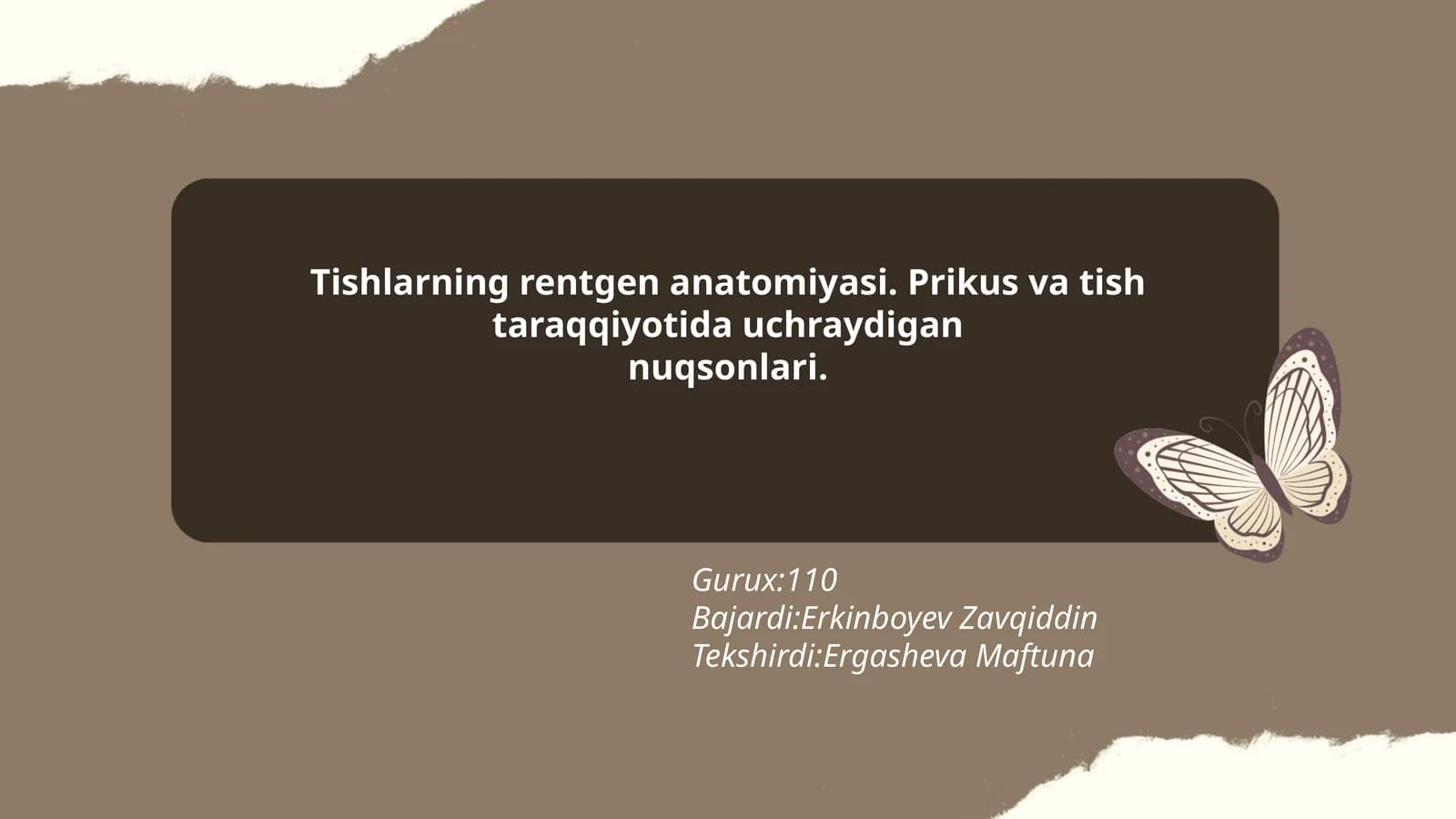 Tishlarning rentgen anatomiyasi