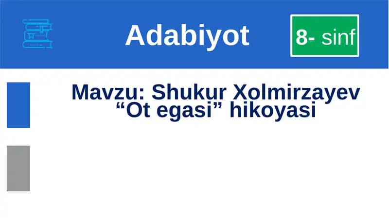Shukur Xolmirzayev “Ot egasi” hikoyasi