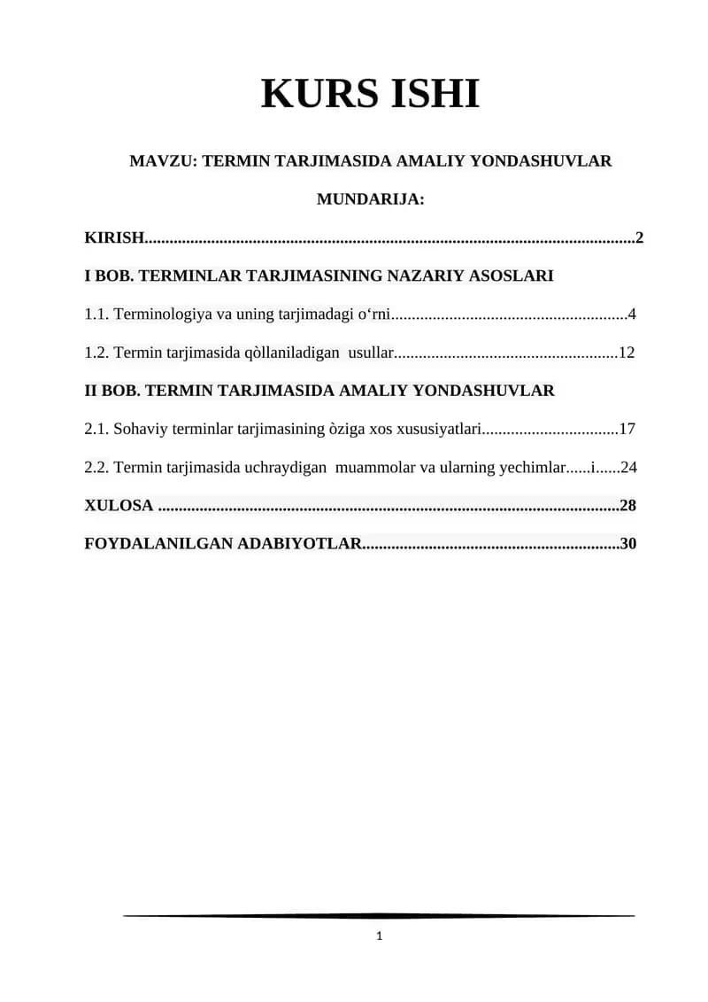 TERMIN TARJIMASIDA AMALIY YONDASHUVLAR