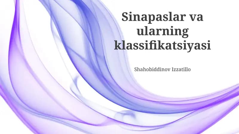 Sinapaslar va ularning klassifikatsiyasi