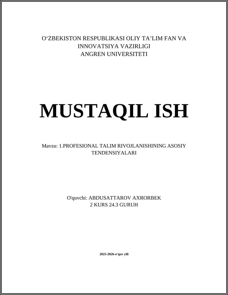Kasb-hunar ta’limining raqamlashtirilishi va onlayn-ta’lim