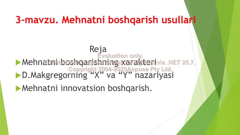 Mehnatni boshqarish usullari