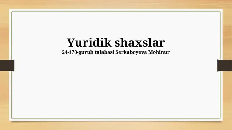 Yuridik shaxslar