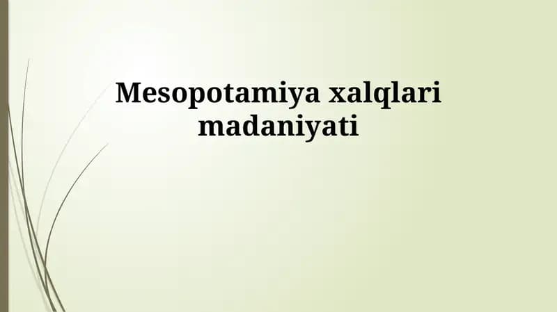 Mesopotamiya xalqlari madaniyati