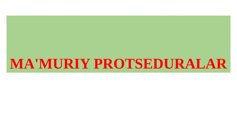 Ma'muriy Protseduralar