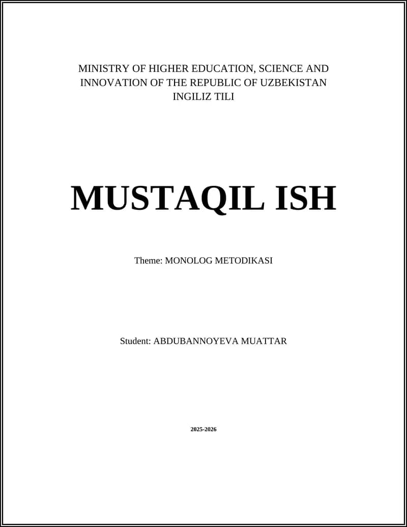 Monolog Metodikasi
