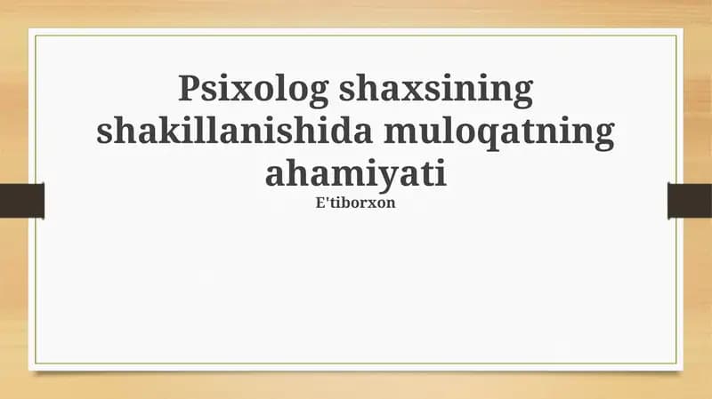 Muloqotning ahamiyati