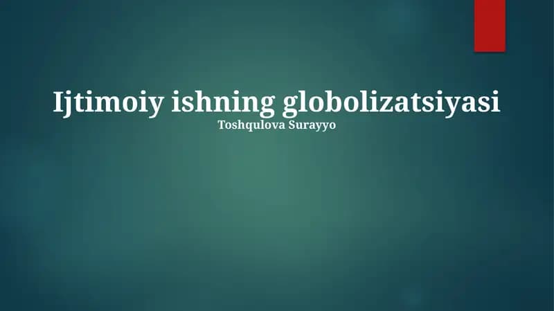 Ijtimoiy ishning globolizatsiyasi