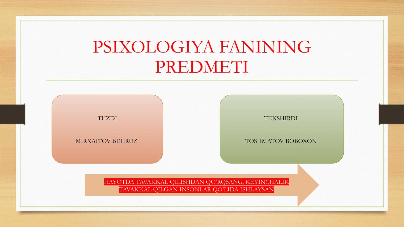 PSIXOLOGIYA FANINING PREDMETI