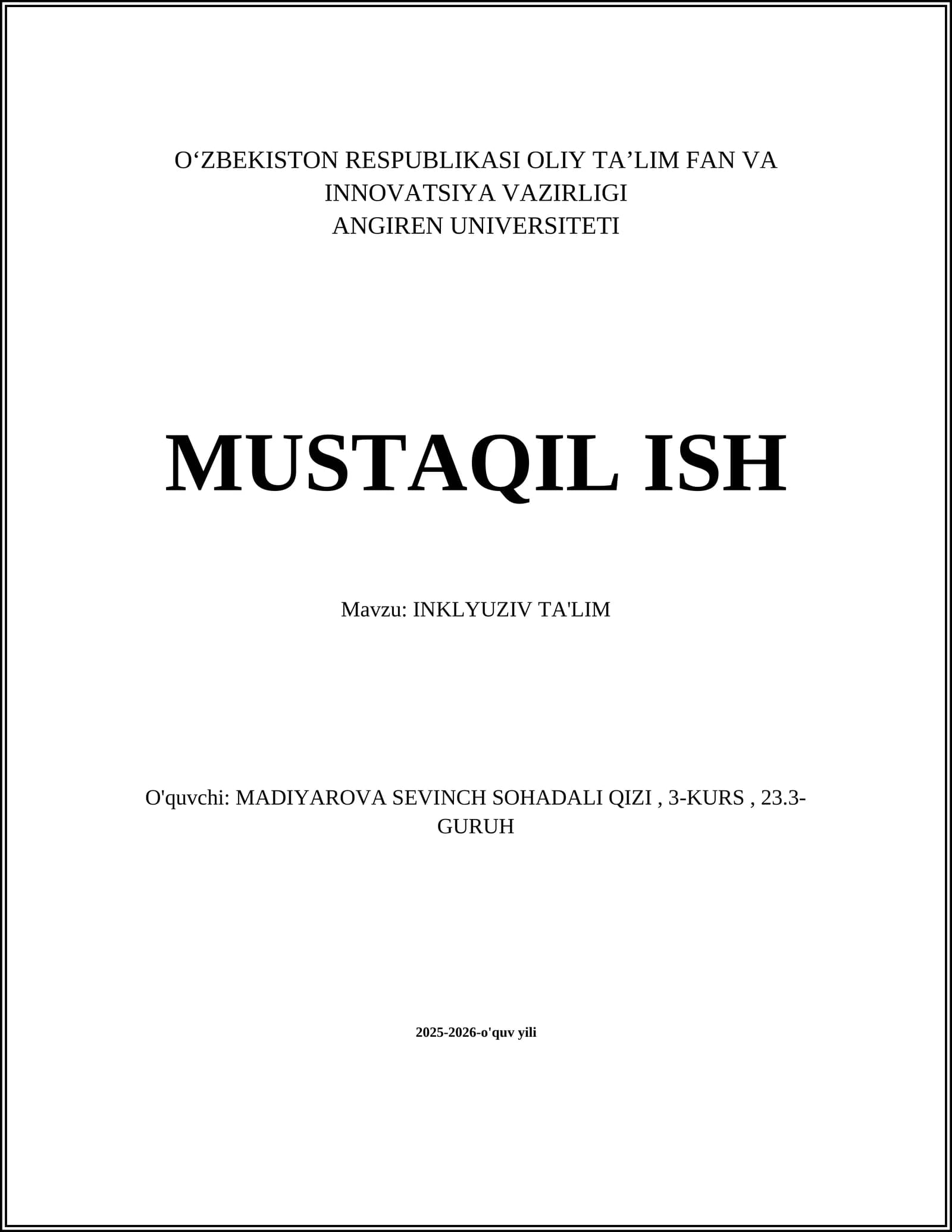 INKLYUZIV TA'LIM