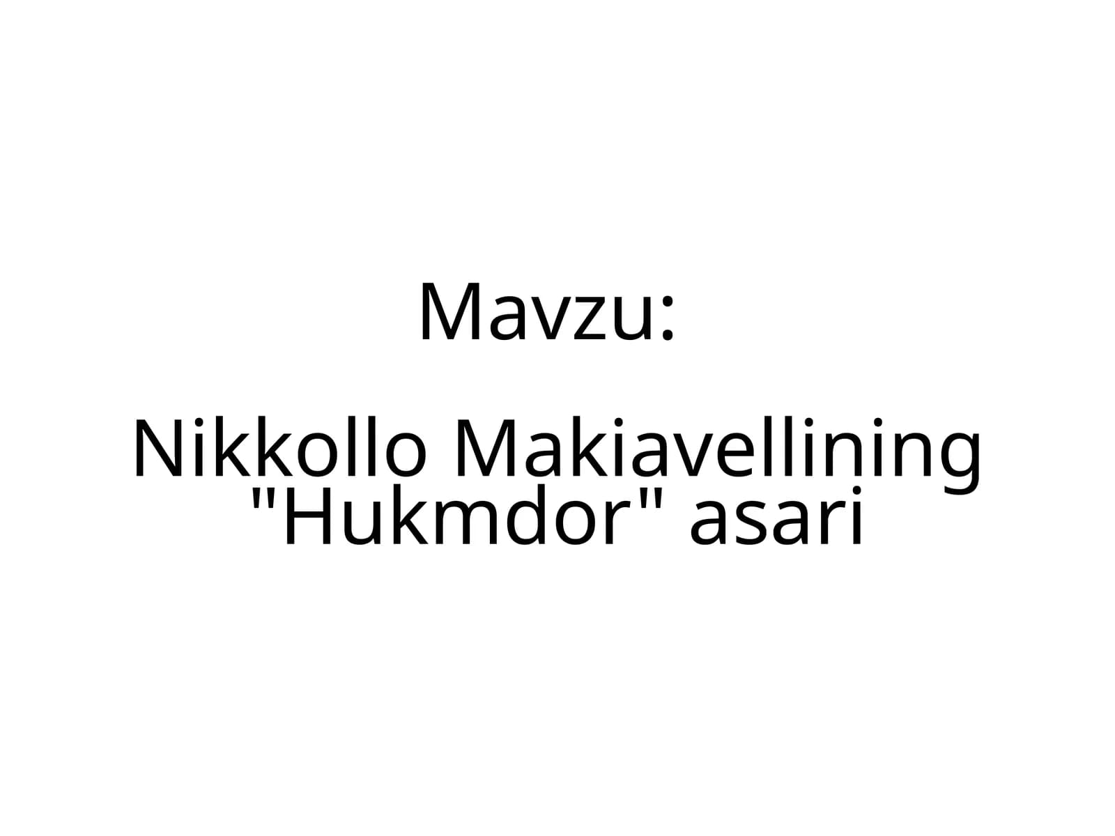 Nikkollo Makiavellining Hukmdor asari