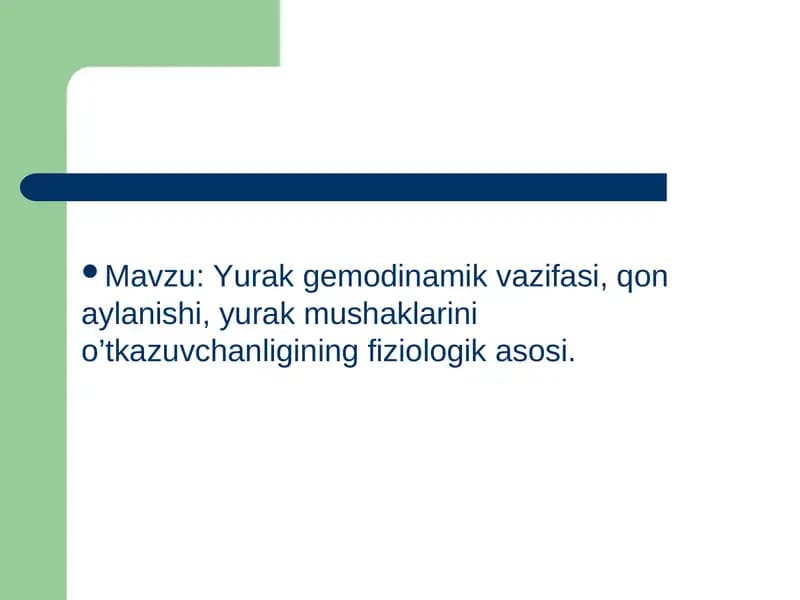 yurak gemodinamik funksiyasi