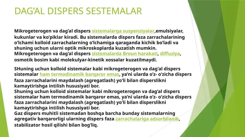 Mikrogeterogen va dag’al disperssistemalar