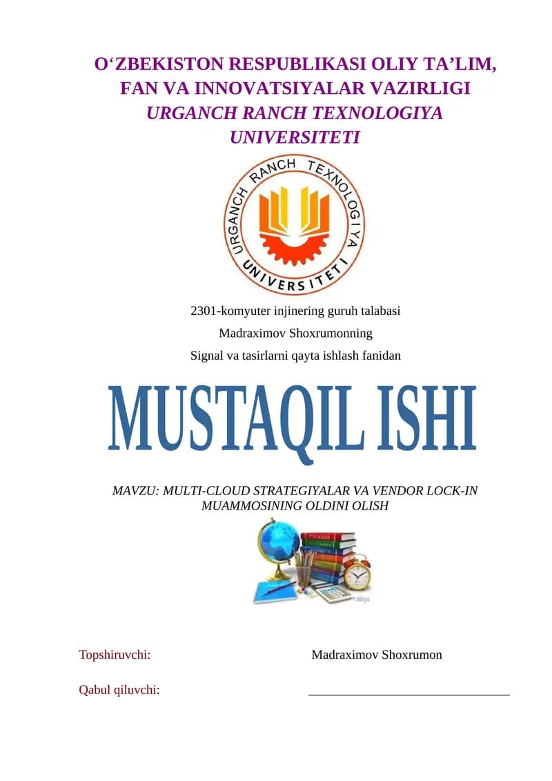 MULTI-CLOUD STRATEGIYALAR VA VENDOR LOCK-IN MUAMMOSINING OLDINI OLISH