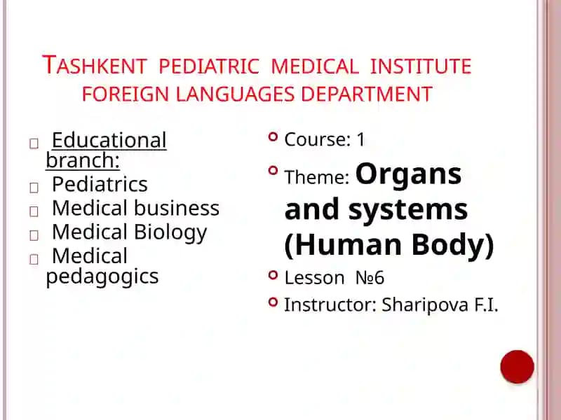 Organs and systems (Human Body)