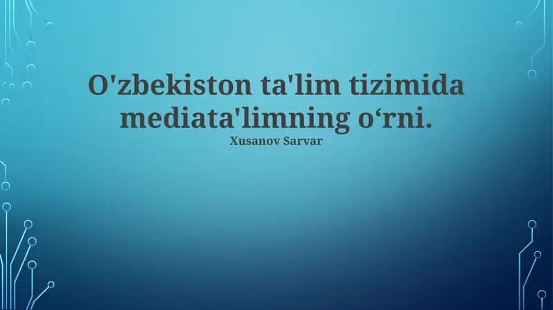 Axborot xavfsizligi va media savodxonligi