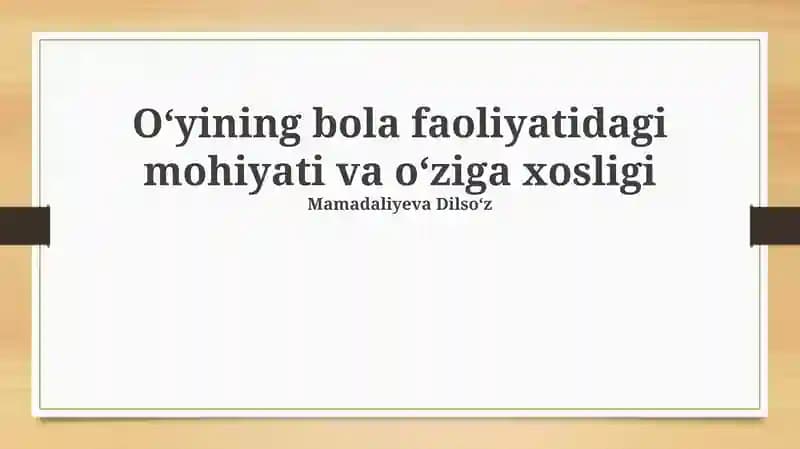 O'yin va ta'lim