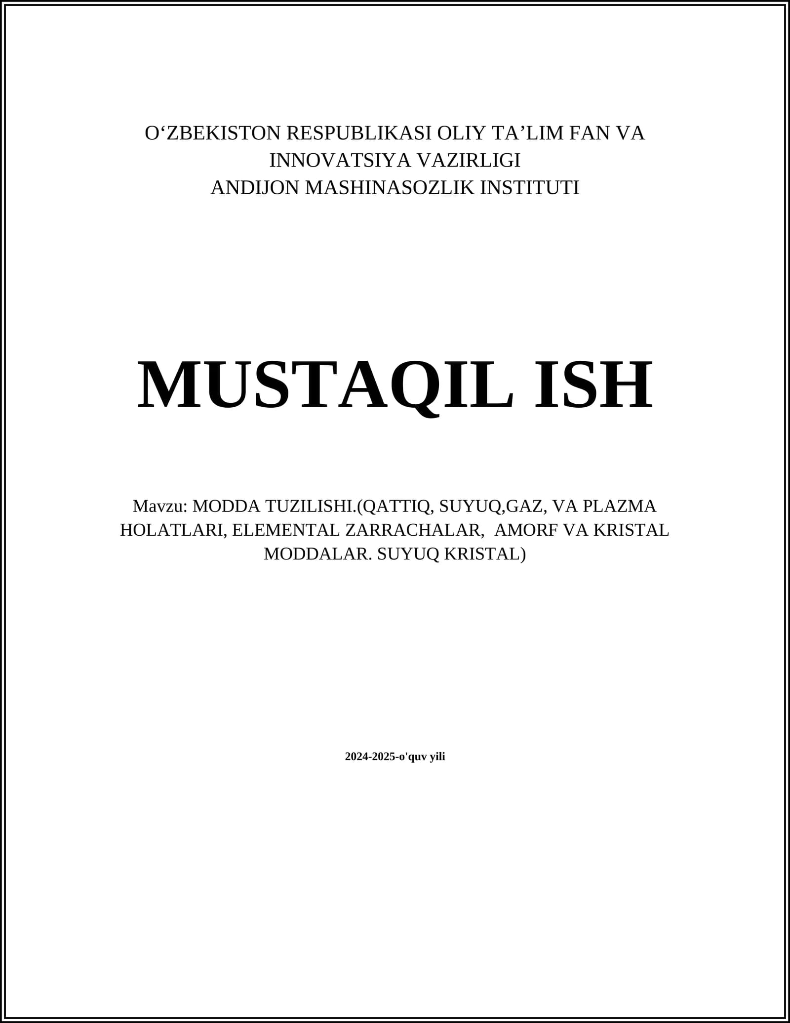 MODDA TUZILISHI