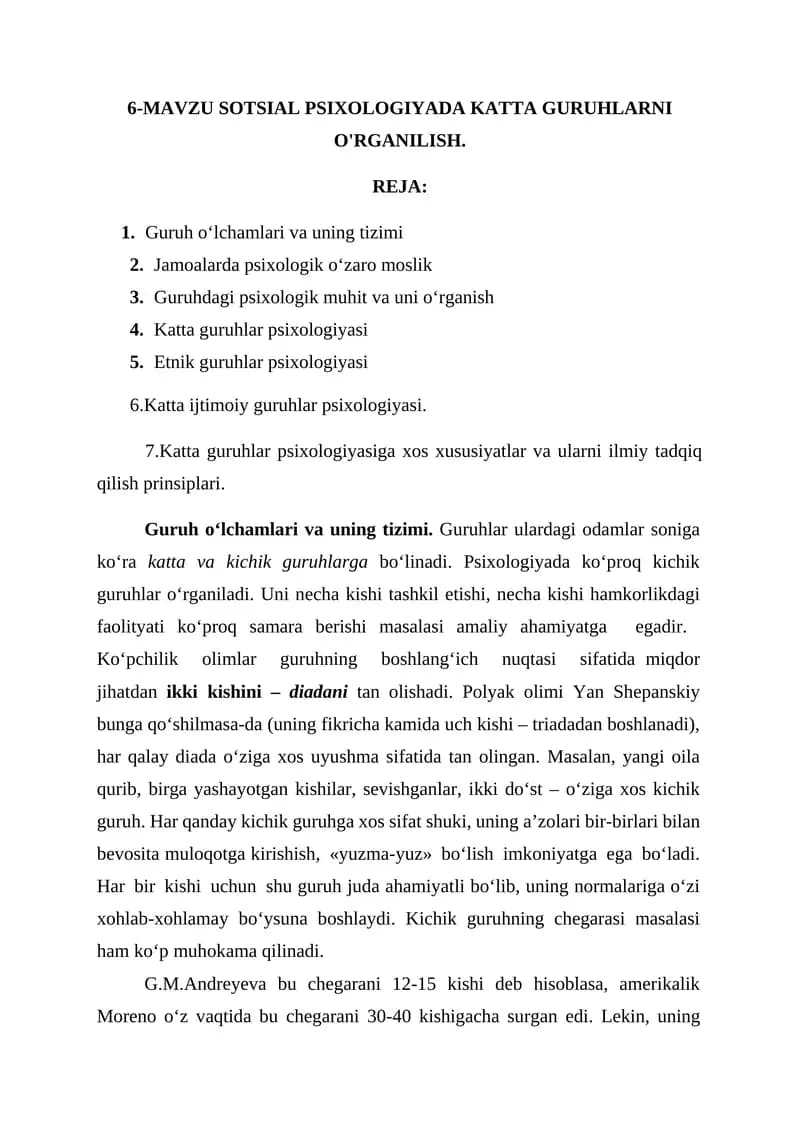 Sotsial psixologiyada katta guruhlarni oʻrganilish