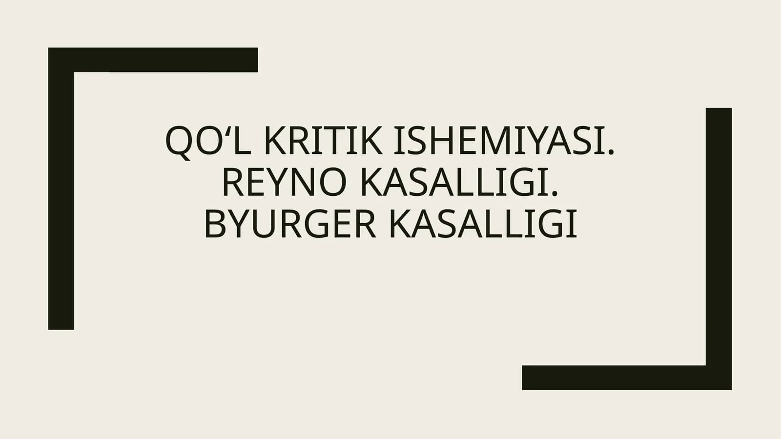 Qo‘l kritik ishemiyasi. Reyno kasalligi.