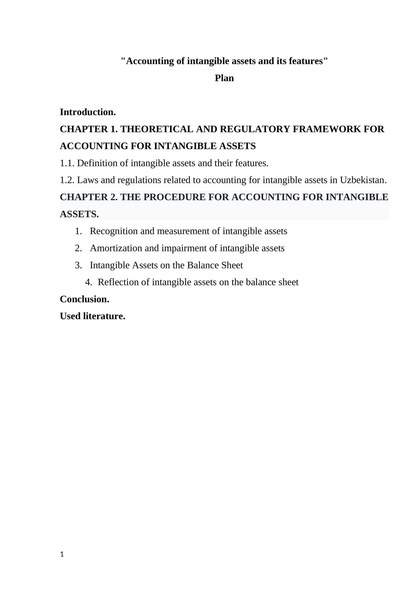 Accounting of intangible assets and its features