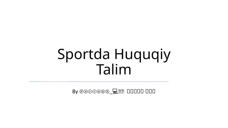 Sportda Huquqiy Talim