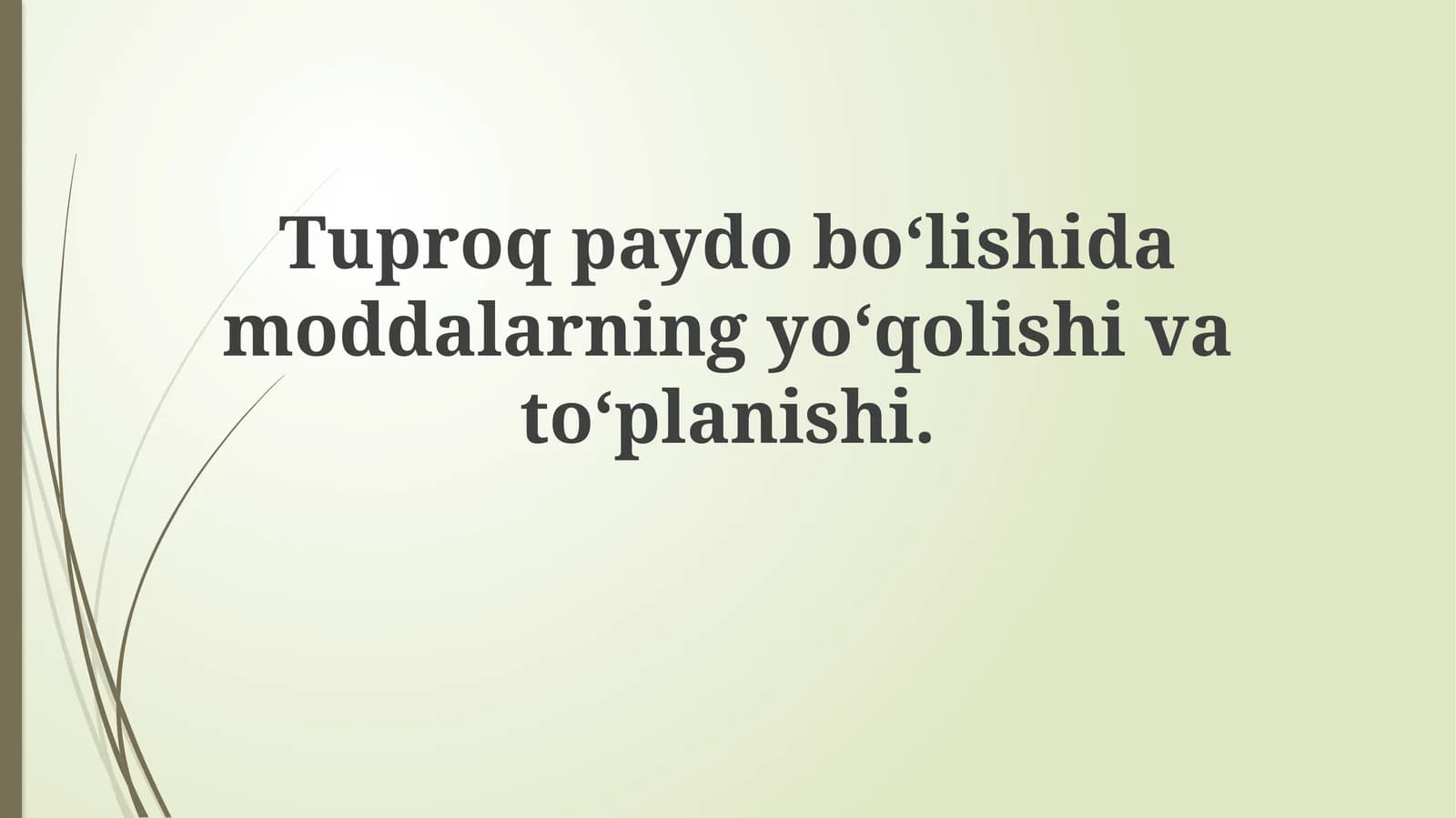 Tuproqpaydobo‘lishidamoddalarningyo‘qolishivato‘planishi