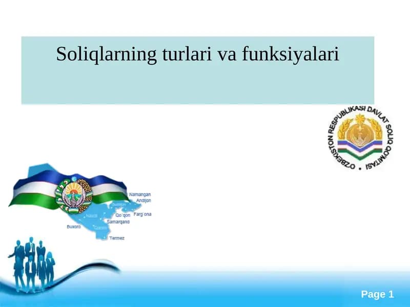 Soliqlarning turlari va funksiyalari