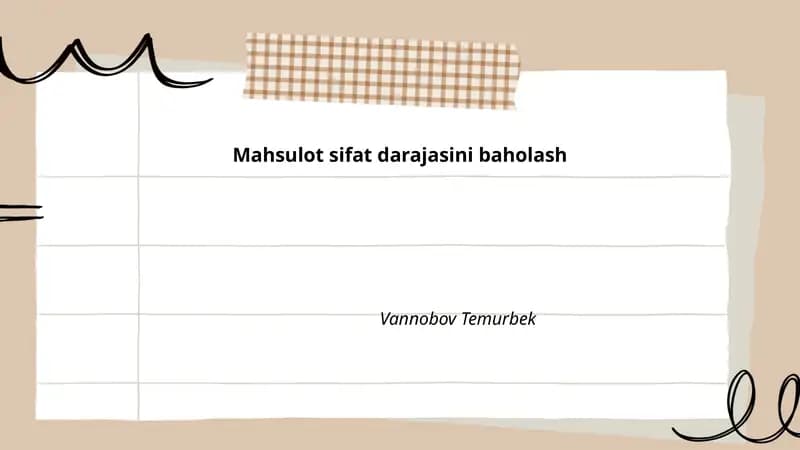 Mahsulot sifat darajasini baholash