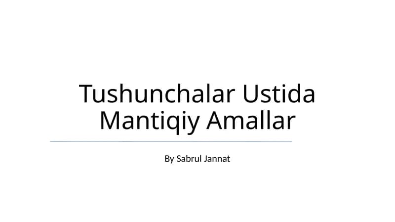 Tushunchalar Ustida Mantiqiy Amallar