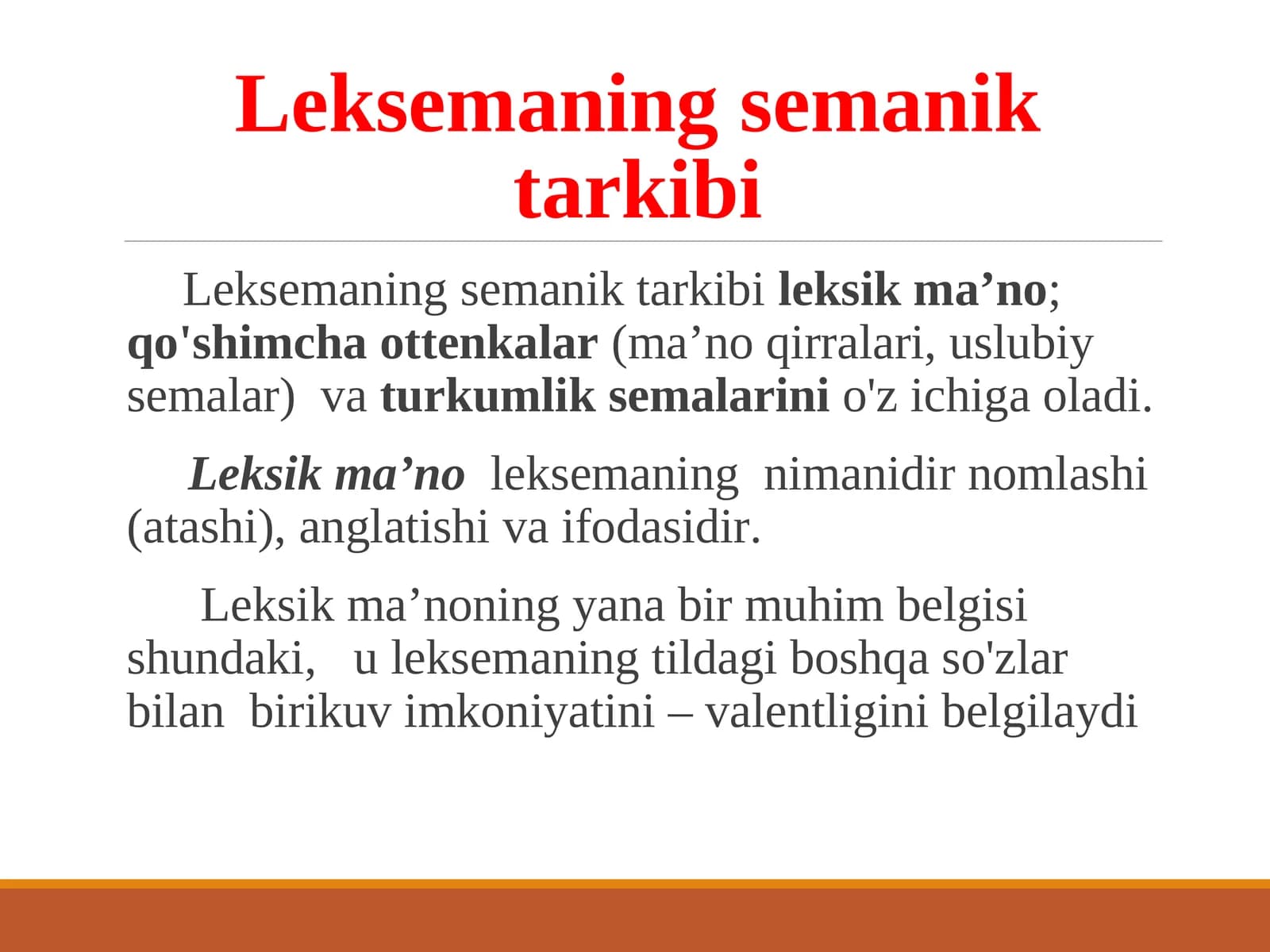 Lеksеmаning sеmаnik tаrkibi