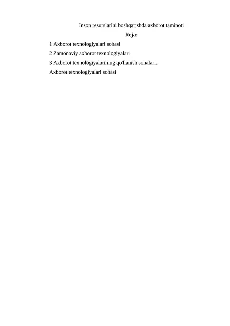 Axborot texnologiyalari sohasi