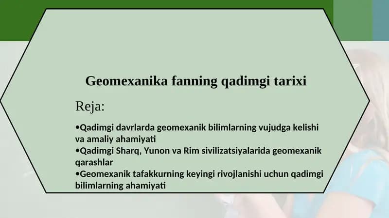 Geomexanika fanning qadimgi tarixi